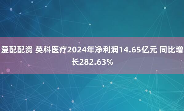 爱配配资 英科医疗2024年净利润14.65亿元 同比增长282.63%